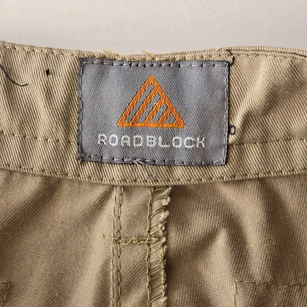 Roadblock Men's Khaki Cargo Multi-Pocket Shorts Size 32